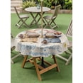 thumbnail image 5 of Outdoor Tablecloth with Umbrella Hole Zipper Happy Easter Round Tablecloth 60" Waterproof Outside Table Cloth Spring Floral Gnomes Eggs Basket Leaf Beige Patio Table Cover Tablecloths for Picnic, 5 of 8
