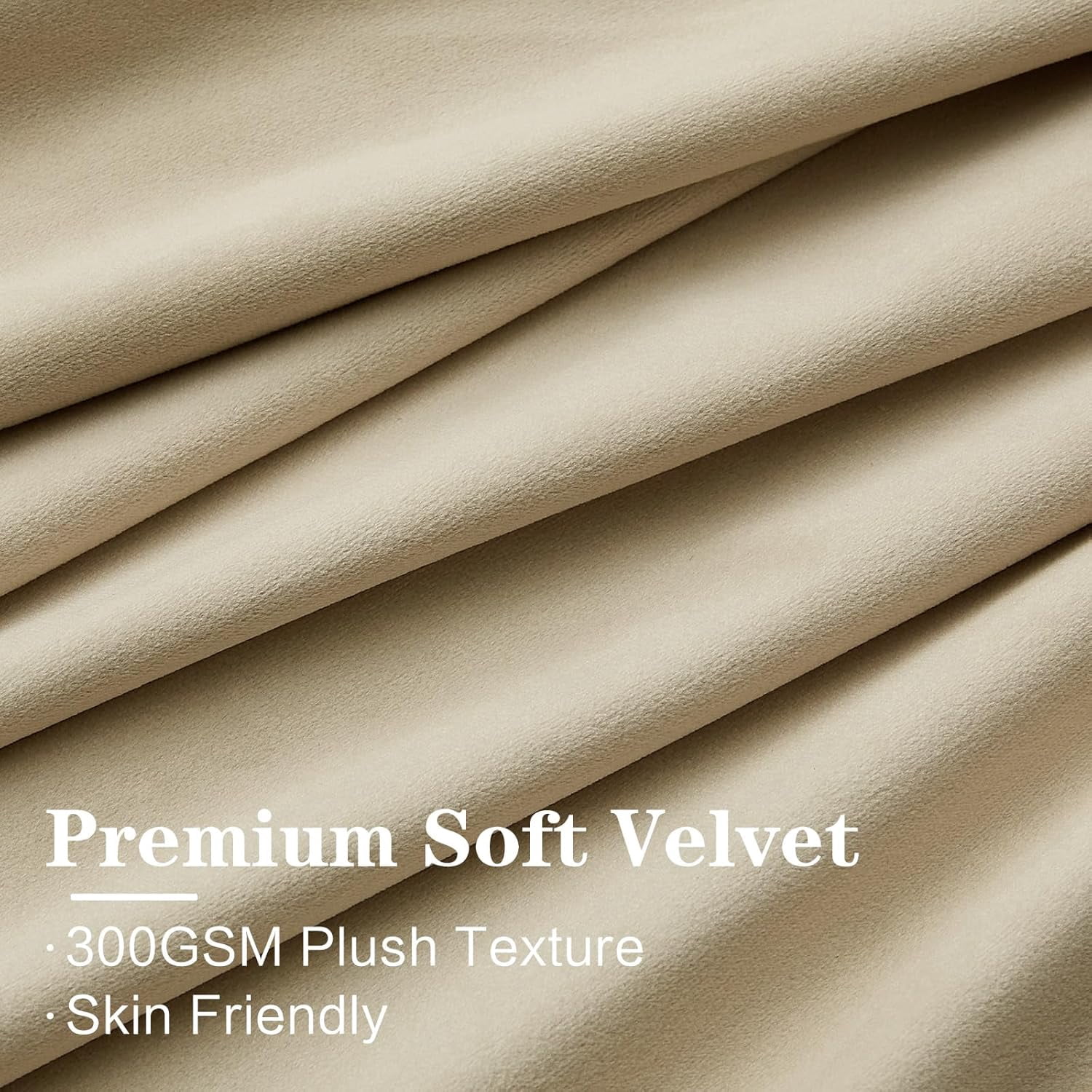 Nalqet 40*96 inch 2 Panels Pinch Pleated Velvet Curtains for Home, Blackout Heat Blocking Window Curtains with Hooks for Bedroom,Living room,Office,Ivory