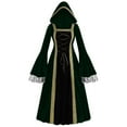 thumbnail image 2 of QATAINLAV Women's Gothic Hooded Witch Dress Lace Up Belt Vitorian Dresses Trumpet Sleeve Ball Gown Halloween Costumes, Green, XXXL, Gifts for Girls, 2 of 6