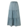 thumbnail image 5 of Bmisegm Women's Casual Denim Long Skirt with Elastic Waist A Line Skirt Womens Skirt BU2 S, 5 of 8