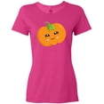 thumbnail image 3 of Inktastic Smiling Pumpkin, Halloween, Orange Pumpkin Women's T-Shirt, 3 of 5