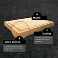 thumbnail image 2 of Extra Large Cutting Board XL from North American Maple - Reversible Butcher Block with Juice Groove for Cutting Meat and Juicy Veggies Easily - XL Chopping Board - Maple - 24x18x1.5 inches, 2 of 6