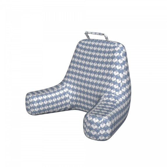 Geometric Reading Pillow, Diamond Line Pattern with Vertical Lines and Squares Modern Symmetric, Bedrest Cushion with Back Pocket and Washable Cover, 2 Sizes, by Ambesonne