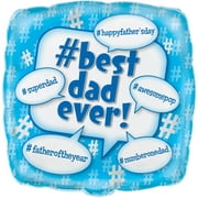 Angle View: 18" Square Foil Best Dad Father's Day Balloon