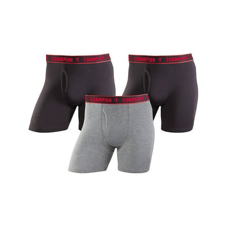 Performance Cotton Boxer - Champion Men's Cotton Performance Regular Leg Boxer Brief 3-Pack - CHCRBG