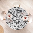 thumbnail image 4 of Ambesonne Music Emoji Fitted Round Tablecloth, Faces Treble Clefs Art, 56"- 60" Diameter, Dimgray White, 4 of 5