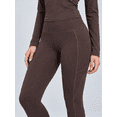 thumbnail image 7 of Women's 2-Piece Workout Set, Raglan Long Sleeve Top and High-Waisted Leggings with Pockets, Coffee Brown, S, 7 of 7
