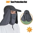 thumbnail image 2 of IC ICLOVER Sun Hat with Neck Flap Face Mask, Foldable Fishing Hat for Men Women Sun Protection Baseball Cap, Gray, 2 of 8