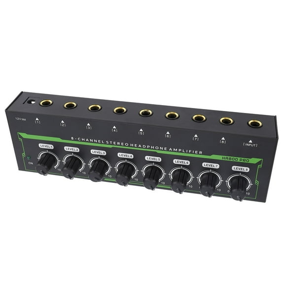 Compact Portable Headphone Amplifier, 8 Channel Low Noise Metal Stereo Amp for Studio Monitoring, Crafted From Premium Materials