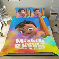 Mighty Little Bheem: Festival of Colors Cartoon 3 Piece Bedding Set Comforter Set Cute Duvet Cover Sets Super Soft Girls Bedding Set Kids Bedroom Gifts,1 Duvet Cover with 2 Pillowcases Twin