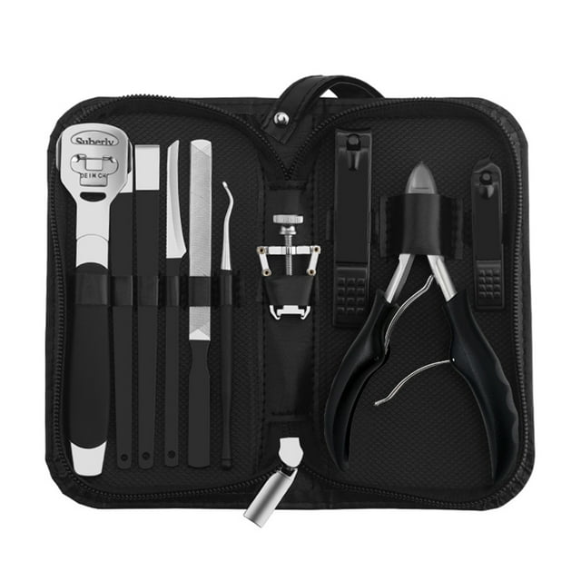 Yeacher Manicure Set Stainless Steel Nail Set Pedicure Set Fingernails Toenails Clippers Sharp Nail Cutter Hair Grooming Kit Travel Case