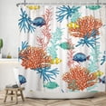 thumbnail image 2 of 72x72 Inches Ocean Fish Shower Curtain Nautical Coastal Tropical Sea Life Underwater Coral Ocean Beach Themed Shower Curtains for Bathroom Polyester Fabric Waterproof with Hooks, 2 of 6