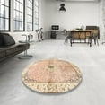 thumbnail image 3 of Ahgly Company Indoor Round Traditional Khaki Gold Medallion Area Rugs, 4' Round, 3 of 6