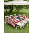 thumbnail image 4 of Outdoor Tablecloth with Umbrella Hole for Patio/Picnic/Party/Camping, 4th of July Waterproof Table Cloth Rectangle Table Cover Washable, Blue Stars Green Leaves Red Striped Independence (52"x 70"), 4 of 8