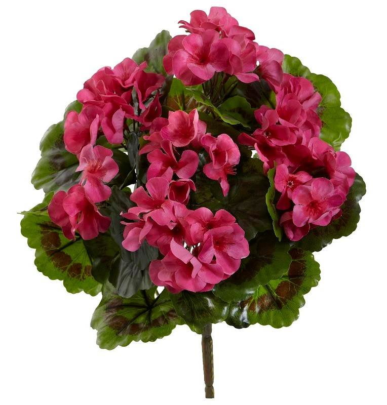 Geranium Artificial Bush UV Resistant, Set of 4 (Indoor/Outdoor ...