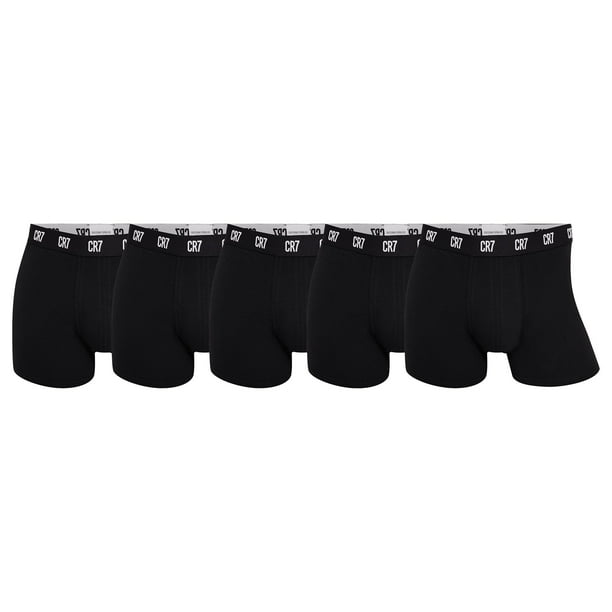 CR7 Calzoncillos para hombre, paquete de 5 - calzoncillos, bolsa de viaje, algodón elástico, logo en la cintura Negro S (Small)