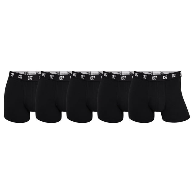 CR7 Calzoncillos para hombre, paquete de 5 - calzoncillos, bolsa de viaje, algodón elástico, logo en la cintura Negro M (Medium)