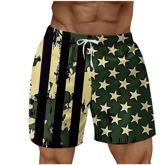 Vetsdori Big and Tall Swimming Trunks for Men Board Shorts Casual Swimwear 4th of July Summer,Pockets Graphic Independence Day Drawstring Mens Shorts Elastic Waist