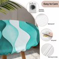 thumbnail image 3 of Turquoise Stripes Round Tablecloth for 36-44 Inch Tables,Fitted Table Cover with Elastic Edge,Vintage Farmhouse Ripple Texture Art Waterproof Outdoor Table Cloth Protector for Patio Garden Dinner, 3 of 9