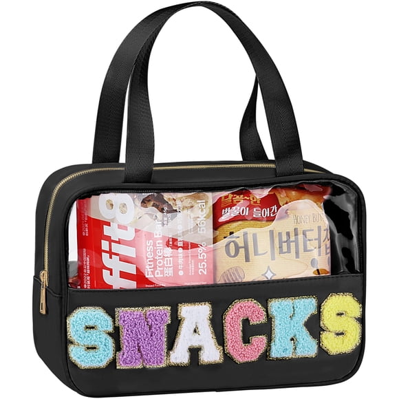 Bolsa de maquillaje transparente con letras de chenilla TESAFNG, impermeable