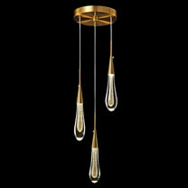 Modern Gold Pendant Light Mini Teardrop Crystal Pendant Lights Dimmable LED Light Fixtures for Kitchen Island Entryway Bedroom Dining Room(3-Light)