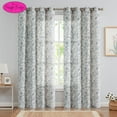 thumbnail image 2 of Jinchan Floral Linen Blend Curtains for Living Room Blue French Country Farmhouse Curtains 84 Inches Long Light Filtering Kitchen Window Grommet Top Semi Sheer 2 Panels, 2 of 11
