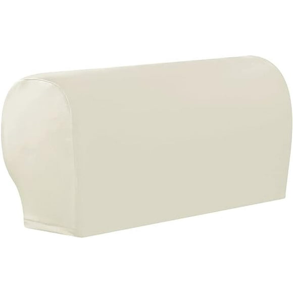 Namzi Fundas impermeables de piel sintética PU para reposabrazos, estilo vintage, elásticas, para sillas, sofás, sillones y sillones reclinables (2 unidades, color blanco).
