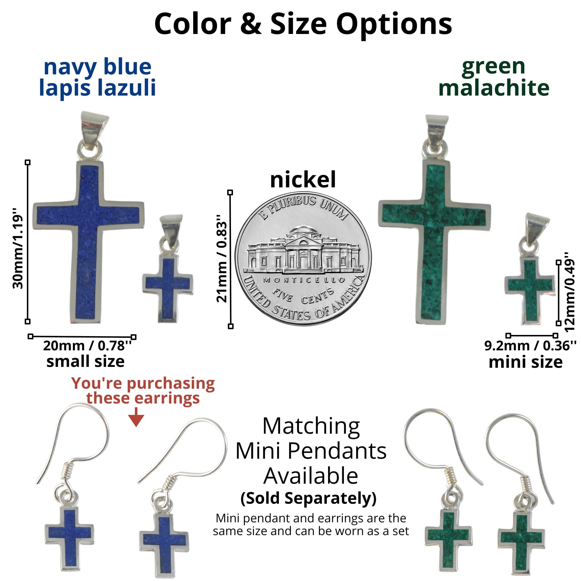 Echmeck 925 Sterling Silver Blue Lapis Lazuli Cross Dangle Earrings for Women - Handmade