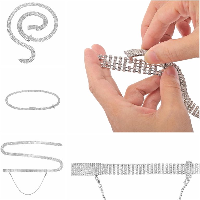 Women Rhinestone Chain Waist Belt Crystal Wedding Sparkle  display picture 3