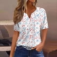 thumbnail image 2 of WEANT Summer Tops for Women 2024 Fouth Of July Casual Independence Day Button Down V Neck Short Sleeve Blouses for Women Trendy Shirts Fashion Usa Celebration Outfits for Women White XL, 2 of 5
