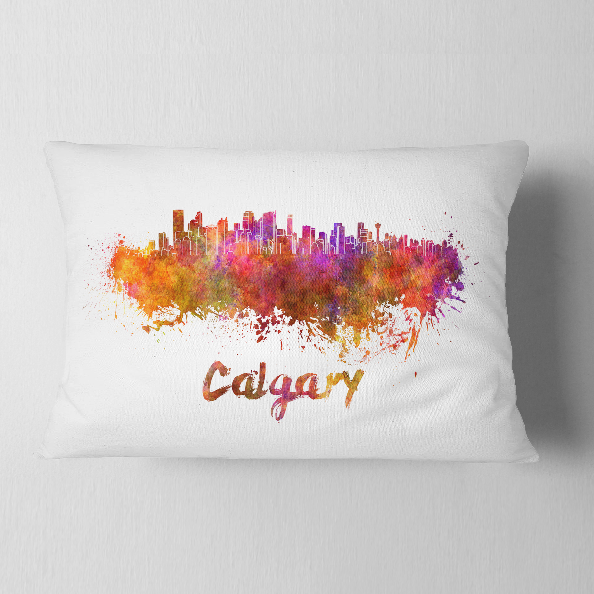 Designart Calgary Skyline - Cityscape Throw Pillow - 12x20