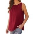 thumbnail image 2 of Anygrew Tank Tops for Women Sleeveless Round Neck Tops Casual Pleated Double Layers Chiffon Blouse Shirts, 2 of 6