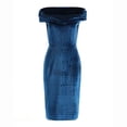 thumbnail image 4 of Qertyioot Robe Formelle Mode Femme une Épaule Slim Col en V Couleur Unie, 4 of 9