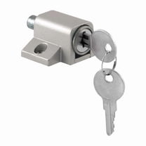 Push-In Sliding Door Keyed Lock, Aluminum Finish