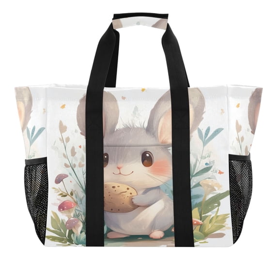 Large Hand-Held Storage Bag Kitchen Reusable Grocery Bags, Travel Tote Bags, Waterproof Tote,Laundry Bag,Beach Bag, Pool Bag Adorable Mouse