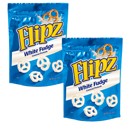 Flipz White Fudge Covered crunchy baked Pretzel, sweet and salty 5oz (2 Pack)