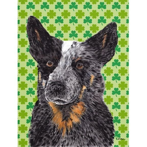 28x 40 In. Australian Cattle Dog St. Patricks Day Shamrock Flag Canvas, House Size