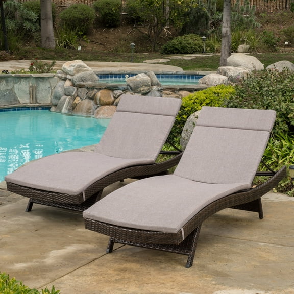 Anthony Outdoor Wicker Adjustable Chaise Lounges with Cushions, Set of 2, Multibrown, Charcoal