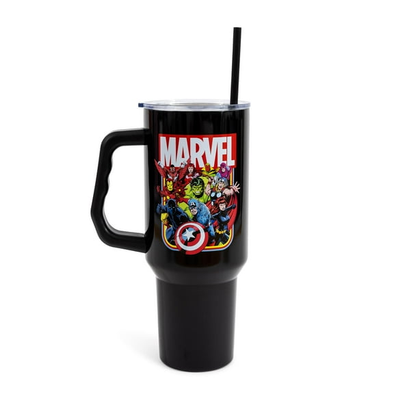 Marvel Comics The Avengers 40-Ounce Black Stainless Steel Tumbler With Handle