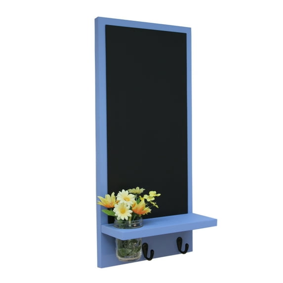Chalkboard with Shelf, Key Hooks & Mason Jar