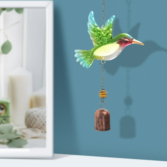 HONMEET 1Pcs Metal Craft Wind Bell Decor for Garden and Porch with Classic Design and Hummingbird Shape 11.9x5.7in