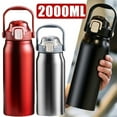 thumbnail image 2 of 2L Tumbler Thermo Bottle Large Capacity With Straw Stainless Steel Thermal Water Bottle Cold and Hot Thermo Cup Vacuum Flask Gym, 2 of 5