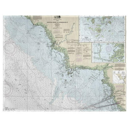 Betsy Drake PM234 Crystal River to Horseshoe Point, FL Nautical Map Place Mat, 14 x 18 in. - Set of (Best Place To Put Crystals)