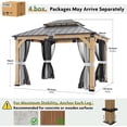 thumbnail image 2 of 10x12 ft Cedar Wood Gazebo with Curtains & Mosquito Netting, Hardtop Gazebo with Galvanized Steel Double Roof, 2 of 6
