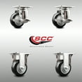 thumbnail image 2 of 3 Inch 316SS Black Polyurethane Swivel Top Plate Caster Set 2 Brake 2 Rigid SCC, 2 of 2