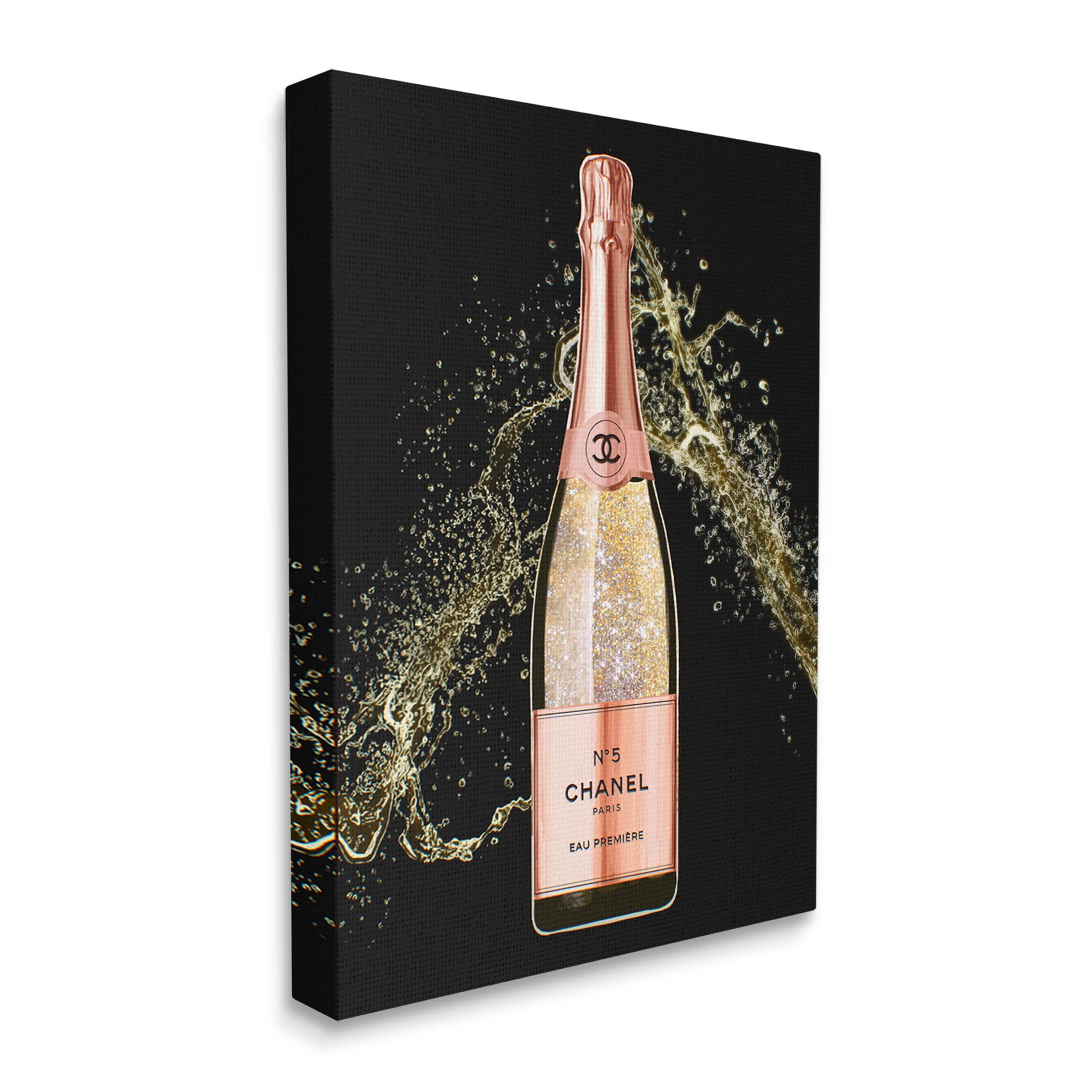 Stupell Industries Glam Fashion Champagne Bottle Splash Graphic Art Gallery Wrapped Canvas Print Wall Art, Design by Ziwei Li