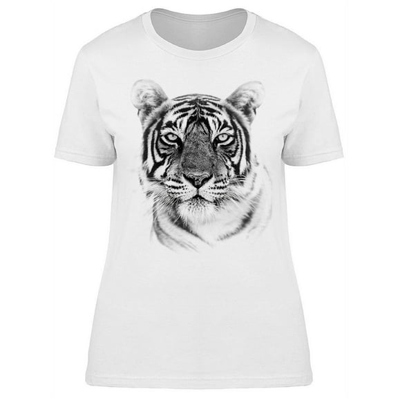 Tiger Head Black And White  T-Shirt Women -Image by Shutterstock, Female Large