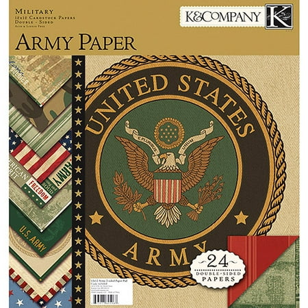 Military Two-Sided Paper Pad 12X12 Army 24 Sheets, 2 each/12 Designs