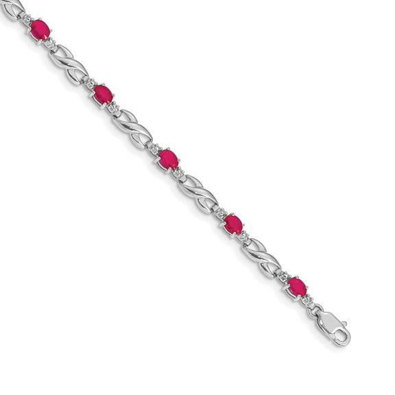 14k White Gold Diamond and Ruby Bracelet BM4477