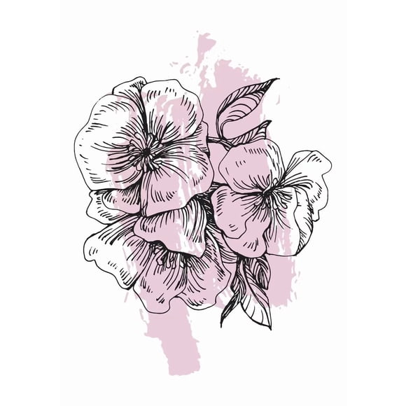 Minimalist Line Flower Art Sakura Blossoms Cherry Posters Canvas Painting and Prints Wall Art Picture for Living Room Home Decor50 x 70 cm, unframed,SKU-04
